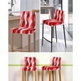 thumbnail image 5 of Red Striped Bar Stool Covers Set of 2, Modern Gradient Geometric Ripple Stripes Stretch Washable Bar Chair Covers with Backs, Removable Pub Counter Height Chair Cover for Kitchen Dining Room Cafe, 5 of 7