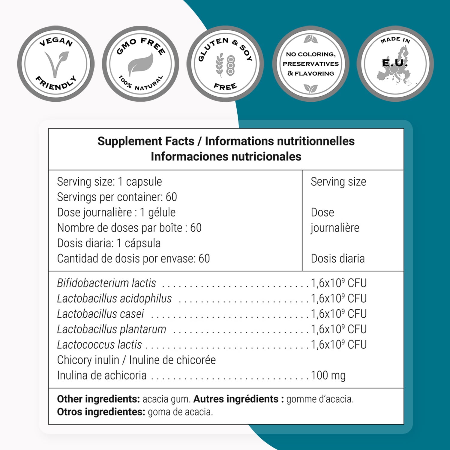 SuperSmart Probio Forte 8 Billion CFU per Capsule (Advanced Formula) - Daily Probiotics Supplement for Women & Men | Non-GMO & Gluten-Free - 60 DR Caps