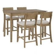 Bowery Hill Contemporary Wood Five Piece TaSet in Gray Wash Finish