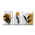 thumbnail image 3 of Boho Abstract Wall Art Set of 3 Prints, Dark Green Leaves Botanical Art Decor, Mustard Yellow Black Geometric Lines Abstract Art Posters, Scandi Art, Mid Century Prints, No Frame, 3 of 4