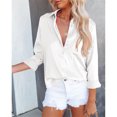 thumbnail image 2 of Camisa Con Cuello Vuelto Para Mujer Camisa Con Cuello En V Para Mujer Camisa Informal Para Mujer Blusa Informal Para Mujer ANGGREK Blanco XXL, 2 of 6