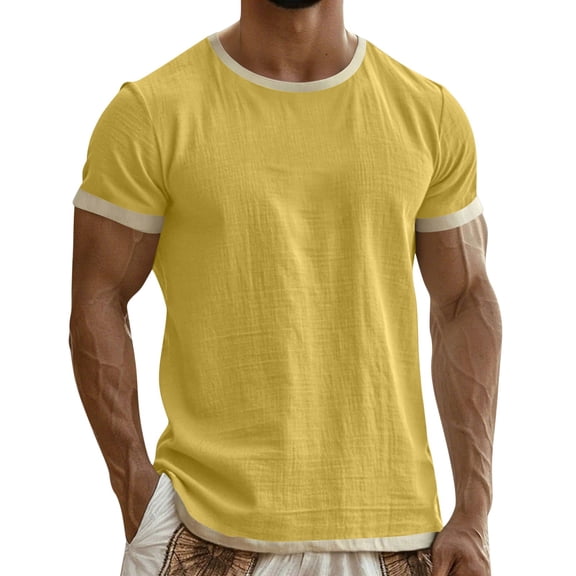 SHTXOZHI Short Sleeve T-Shirts for Men Crew Neck Solid Color Sport Tees Outdoor Casual Summer Workout Tops