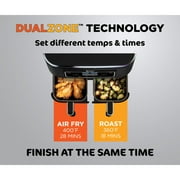 Ninja Foodi 4-in-1 Air Fryer, 8-Qt 2-Basket DualZone FlexBasket, DualZone Technology, 4 Functions, Smart Finish Cook 2 Foods 2 Ways, DZ100 Black