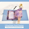 thumbnail image 5 of Purple Lilac Marble 2 Pack Pencil Pouch for 3 Ring Binder Smooth Zipper Folders with Pockets Clear Window Pencil Case, 5 of 6
