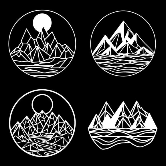 4 Styles Acotar Velaris Mountains Decal Sunset Graphics & Decals 20x20cm Circle Car Sticker Reflective Vinyl Waterproof Sticker Automotive Decoration for Auto Truck Wall Art Laptop