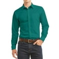 thumbnail image 1 of Men's Dress Shirt Long Sleeve Regular Fit Button Up Pocket Solid Standard Cuff Emerald, 1 of 2