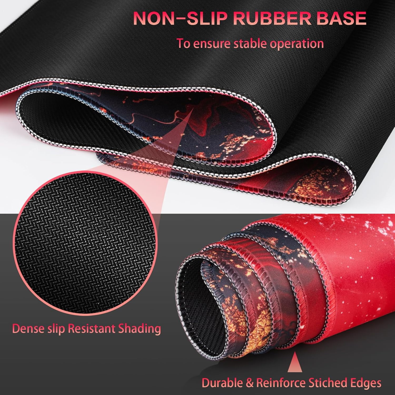Gaming Mouse Pad, 31.5x15.7inch Large Extended Mousepad Big Computer Desk Mat for Keyboard and Mouse Full Desk Mouse Mat with Non-Slip & Rubber Base