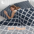 thumbnail image 5 of Navy Blue Morocco Bedding 3 Piece Duvet Cover Set Twin Size, Modern Farmhouse Minimalist Plaid Soft Microfiber Comforter Cover with Zipper Closure & Pillowcases, Wrinkle & FadeResistant Quilt Cover, 5 of 9