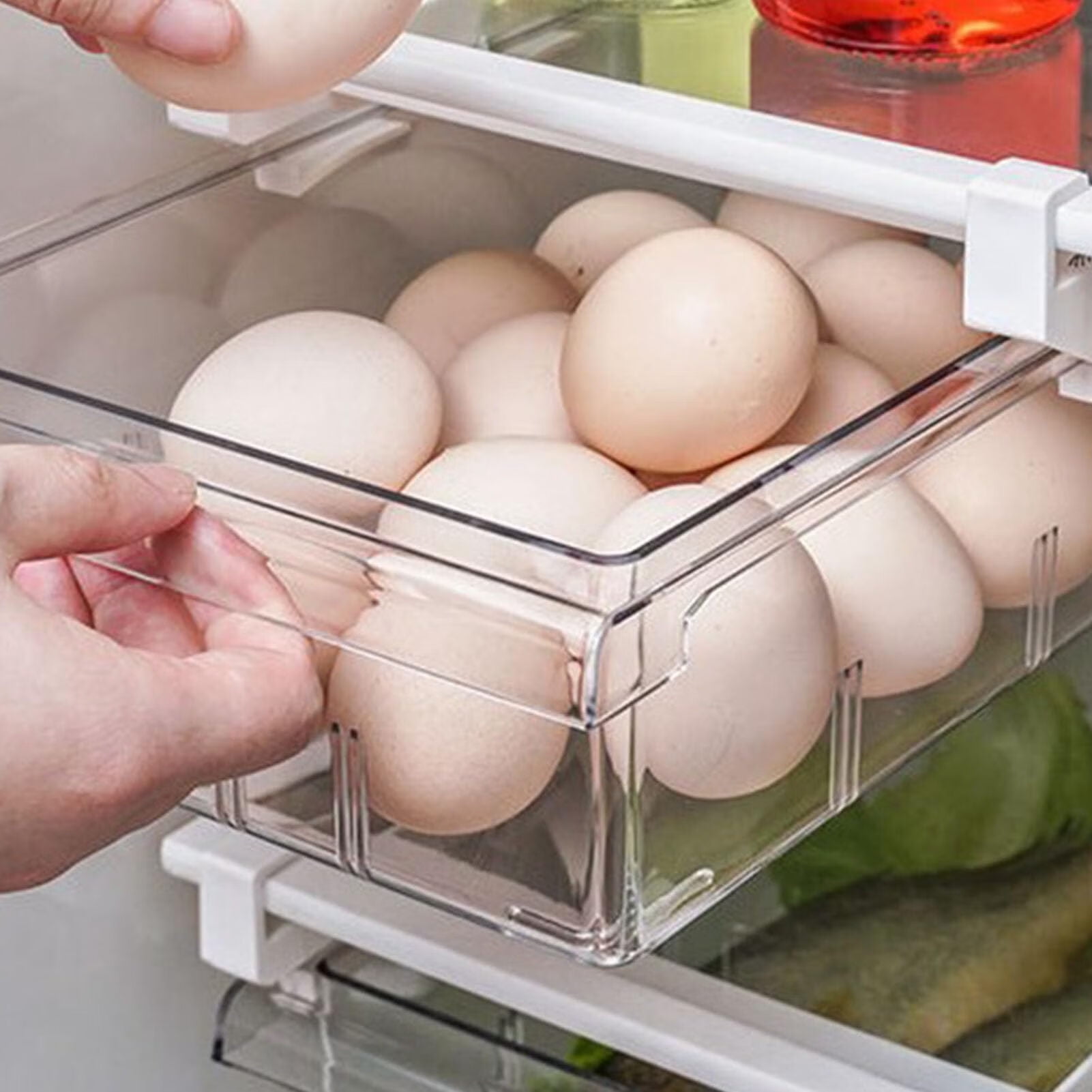 Refrigerator Drawer, Large Capacity Transparent Rectangular Fridge Under Shelf Drawer Fridge Organizer Bin For Cheese, Deli Meat, Drinks, Fruit, Vegetable