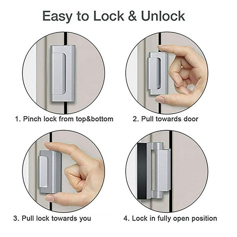 Home Security Door Reinforcement Lock - Child Proof High Security Door Lock  Front Door Locks For Kids Safety Withstand 800 Lbs Top Door Latch Lock Fl
