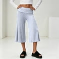 thumbnail image 3 of Dwellite Wide Leg Cropped Pants for Women Low Rise Fold Over Stretch Pants for Summer Beach Holiday Streetwear Sky Blue L, 3 of 8