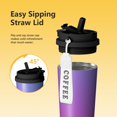 thumbnail image 3 of 18oz Travel Coffee Mug, 316 Stainless Steel Vacuum Insulated Tumbler with 2-in-1 Straw Lid & Strap, Color Gradient Print, 3 of 6