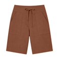thumbnail image 5 of Gyujnb Women High Waist Cotton Linen Shorts Adjustable Drawstring Waist Casual Summer Shorts with Pockets,Coffee, 5 of 5