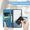 thumbnail image 2 of Allytech Samsung Galaxy S25+ Flip Wallet Case, Luxury PU Leather [Butterfly & Flower Embossed] Magnetic Clasp Stand Case Built-in Card Slots & Cash Pocket, Shockproof Wrist Strap Case, Blue, 2 of 7