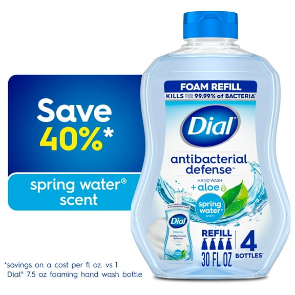 Dial Antibacterial Defense Spring Water Foaming Hand Soap Refill, 30 fl oz