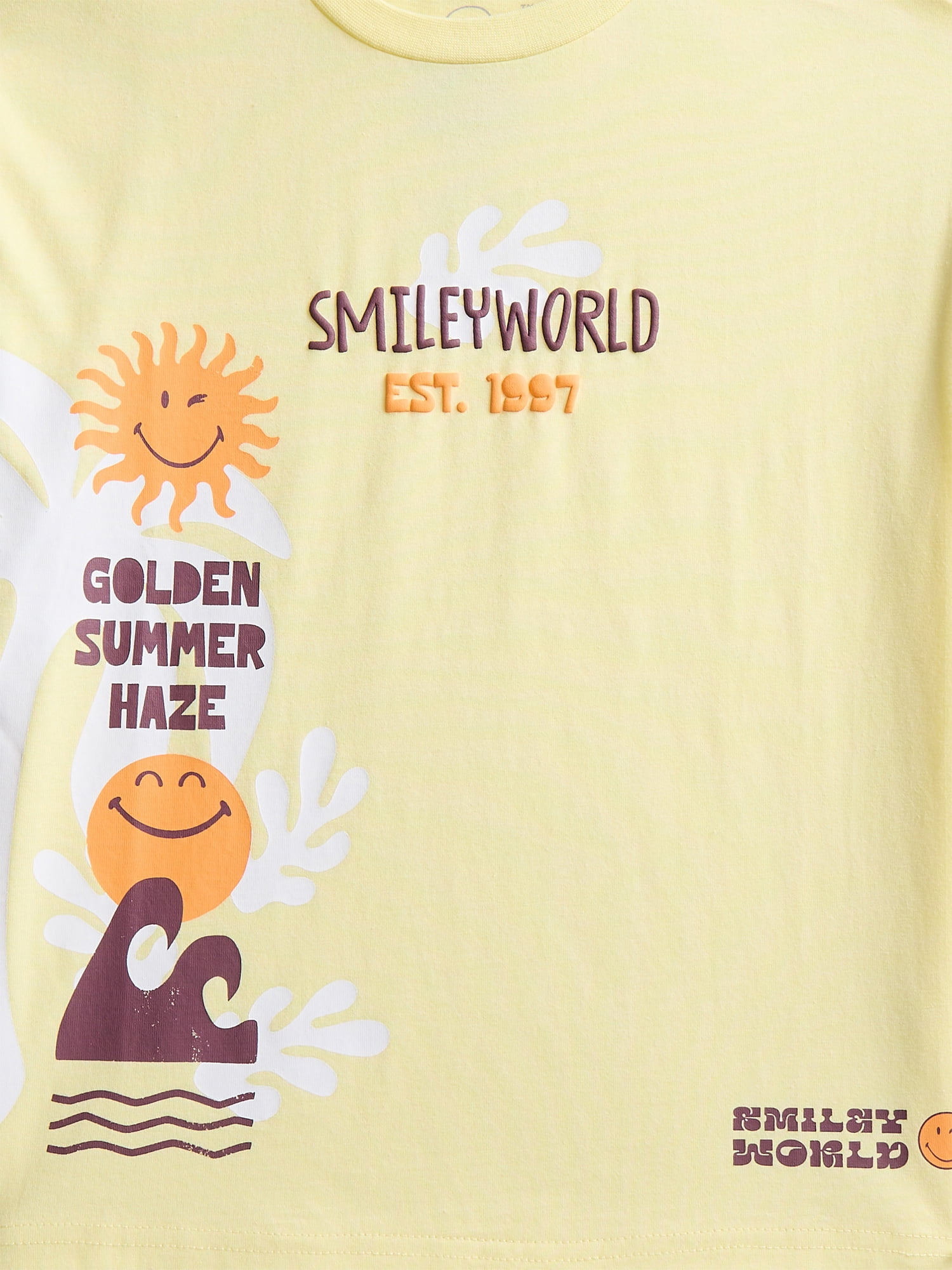 SmileyWorld Boys' Cotton Graphic Oversized Tee with Short Sleeves, Sizes XS-2XL