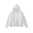 thumbnail image 2 of Clothes for Women Women's Solid Color Sweatshirt Women's Zip Up Hoodie Lined Sweatshirt Casual Pullover Jacket With Double Zipper For Outdoor Travel Campus, 2 of 9