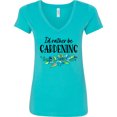 thumbnail image 3 of Inktastic I'd Rather Be Gardening Blue Flowers Women's V-Neck T-Shirt, 3 of 5