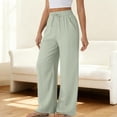 thumbnail image 4 of RFQWOVSR Women's High Waist Drawstring Wide Leg Linen Pants with Pockets Loose Fit Casual Summer Trousers S, 4 of 5
