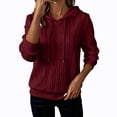 thumbnail image 3 of Tqcoqu Women's Cable Knit Textured Pullover Hoodie,Drawstring Hood Long Sleeve Loose Casual Sweatshirt Tops For Fall Winter,Wine Women's S-XXL, 3 of 7