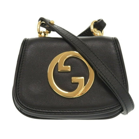 Pre-Owned Gucci Blondie 698635 Leather Black Shoulder Bag Pouch 1336GUCCI