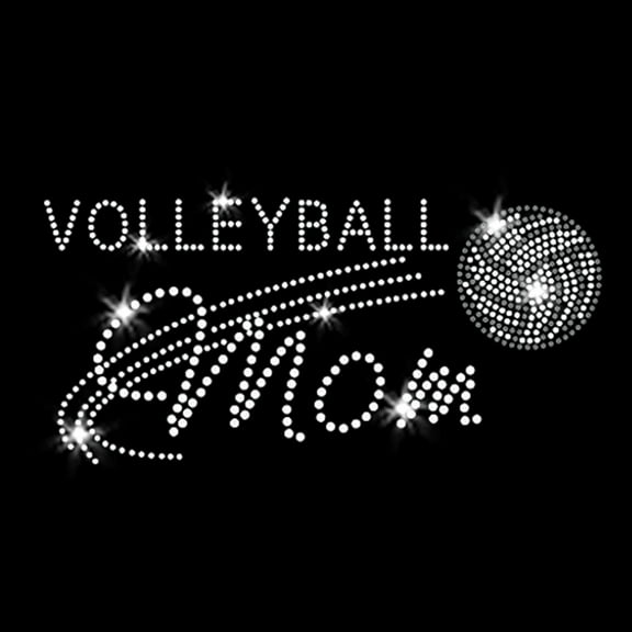 Volleyball Mom Iron-on Clear Rhinestone Transfer by JCS Rhinestones
