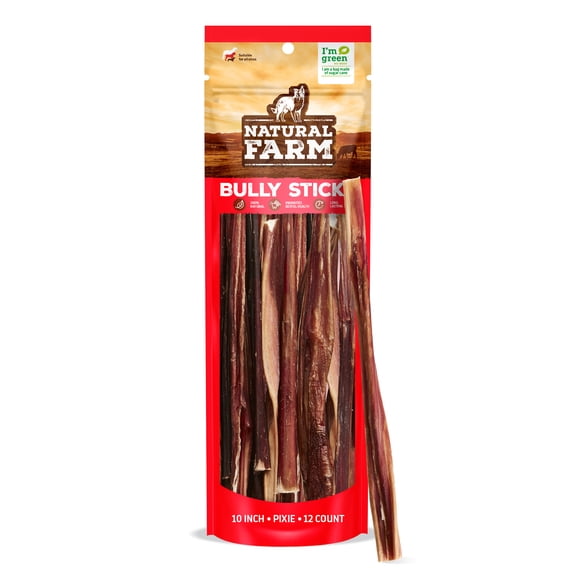 Natural Farm Extra-Thin Bully Sticks for Dogs, 10 Inch, 12 Pack