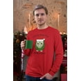 thumbnail image 2 of Old Glory Mens Owl I'll Be Home For Christmas Cute Funny Pun Long Sleeve T Shirt, 2 of 6