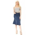 thumbnail image 2 of Be-Girl Women's Stretch Denim Midi Skirt, Frayed Seam Design, Flared Mermaid Style, Knee Length -77932, 2 of 6