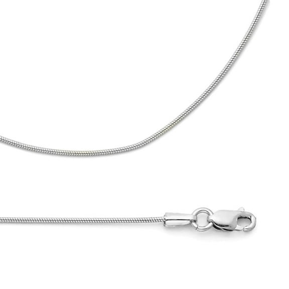Solid 14k White Gold Chain Snake Necklace Round Diamond Cut Style Polished Genuine 0.7 mm 16 inch