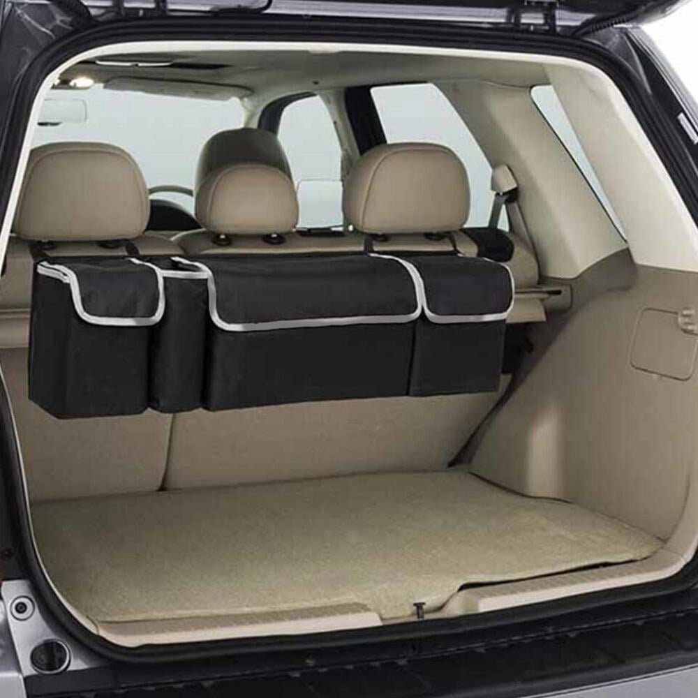 Oufan Car Trunk Organizer, Backseat Hanging Organizer for SUV, Seat Back Car Organizer Storage Bag with 4 Large Pockets, Free Your Trunk Floor Space, Black