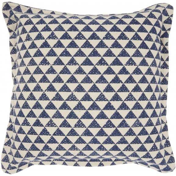 Indigo and Ivory Triangle Design Throw Pillow