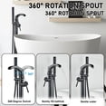 thumbnail image 3 of Oil Rubbed Bronze Floor Mount Tub Filler Freestanding Waterfall Bathtub Faucet, 3 of 11