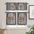 thumbnail image 2 of Santa Claus Kitchen Curtains and Valances Set, Christmas Xmas Retro Grey Rod Pocket Window Valance 18 Inch Window Curtain Panels for Living Room Bedroom Laundry, 27.5x24in, 3 Pieces, 2 of 7