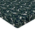 thumbnail image 4 of Ambesonne Exotic Fitted Sheet, Jungle Leaves Retro Botany, Twin Size, Dark Teal Laurel Green, 4 of 5