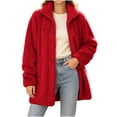 thumbnail image 3 of Mifsaly Womens Fuzzy Fleece Jacket Full Zip Collared Sherpa Coat Warm Lounge Fall Winter Outerwear Fashion Everyday Wear with Pockets, 3 of 9