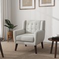 thumbnail image 3 of DREAMSIDEA Accent Chair Modern Upholstered Armchair for Living Room Button Tufted Reading Chair Bedroom Dorm Office,Beige, 3 of 6