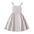 thumbnail image 3 of WEIWEN Girls Dresses Vertical Striped Knotted Strap Sleeveless Dress Spring Summer A-Line Dress for Big Kids Party Holiday Sundress 7-12 Years Brown, 8-9 Years, 3 of 9