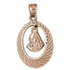 14K Rose Gold Mother Mary Pendant - 33 mm