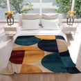 thumbnail image 3 of Abstract Art Flannel Blanket for Bed,Travel and Camping, Yellow Blue Color Block Composition Super Soft Cozy Blanket for All Seasons 60"x80", 3 of 7