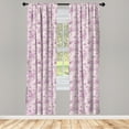 thumbnail image 3 of Ambesonne Floral Curtains, Retro Flowers Soft Tones, Pair of 28"x95", Fuchsia Pale Pink, 3 of 5