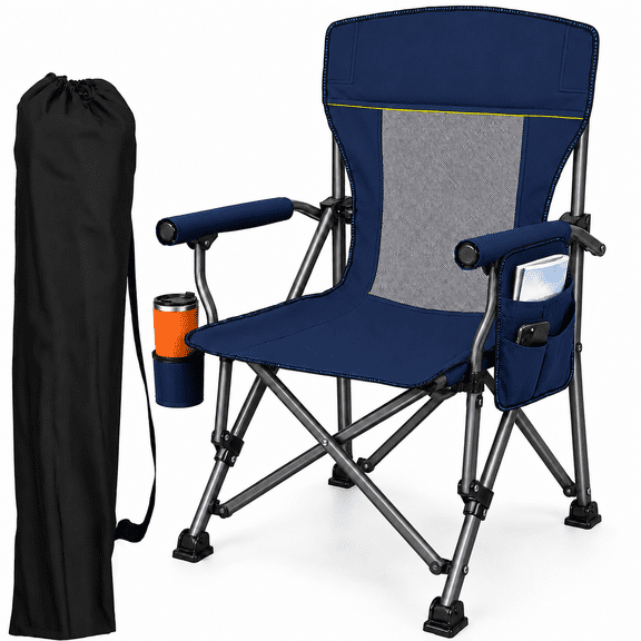 Camping Chairs Clearance for Adults, Portable Folding Lawn Chairs for Outdoor, Dark Blue