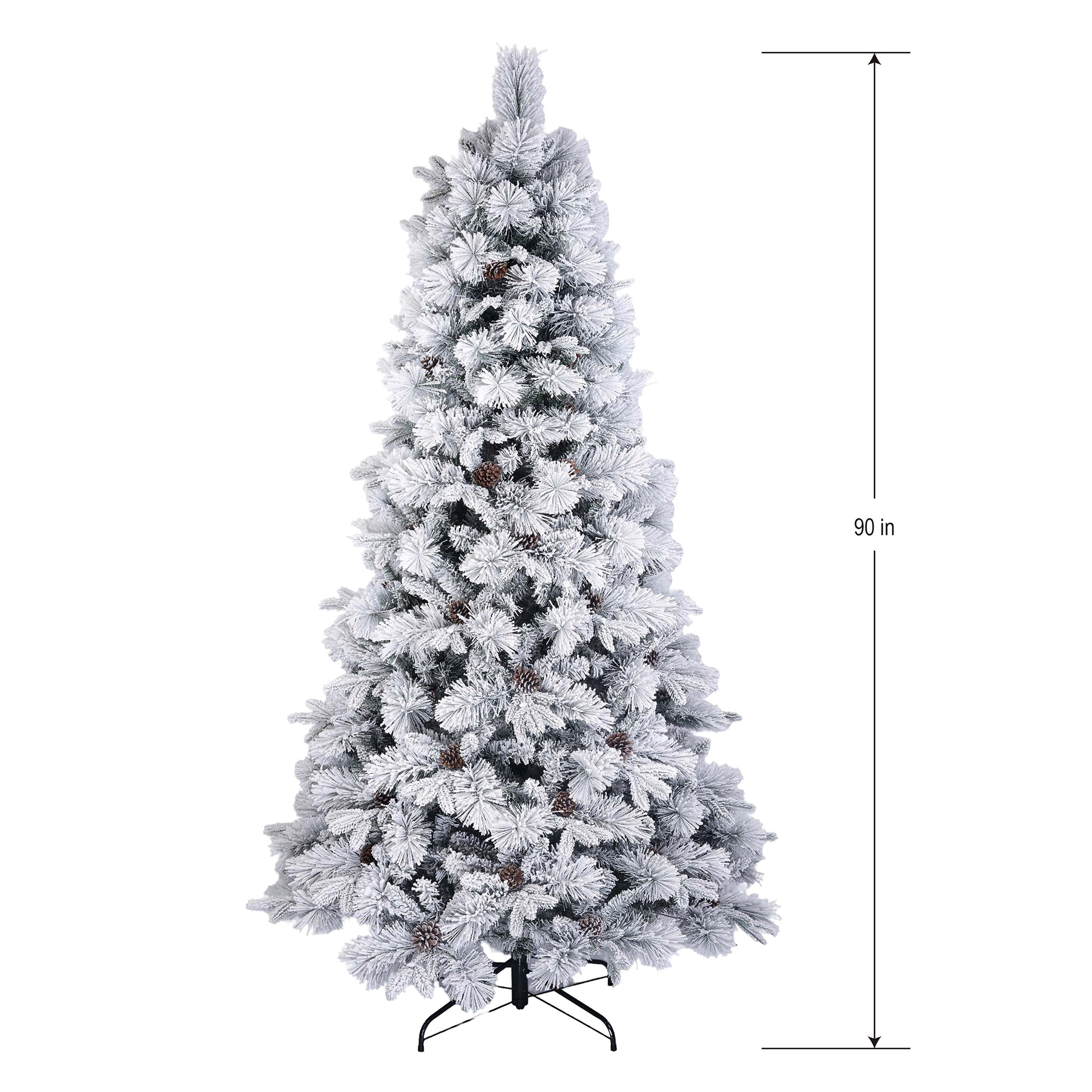 7.5' Pre-Lit Snow-Flocked Bellmont Green Artificial Christmas Tree with Color-Changing LED Lights and Stand, by Holiday Time