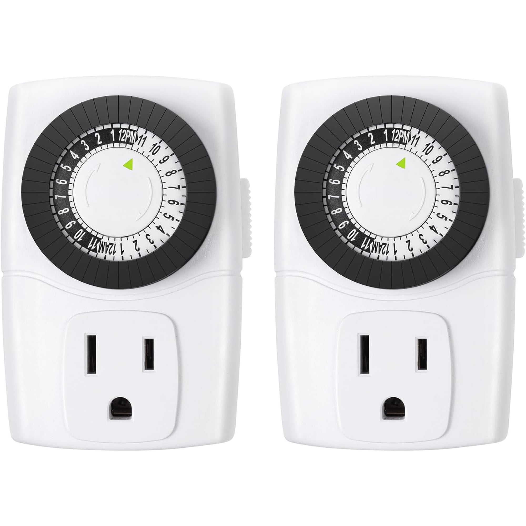 BN-LINK Indoor 24-Hour Mechanical Outlet Timer, 3 Prong, 2-Pack