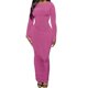 thumbnail image 1 of Gibobby Vestido largo para mujer, de verano Vestido casual de mujer de manga larga ajustado para fiesta de noche vestido maxi(Rosa caliente,G), 1 of 5