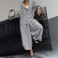 thumbnail image 5 of Women's Casual Suit Long-Sleeved Shirt Top Wide-Leg Harem Pant 2-piece Set Autumn Lapel Striped Nine-Point Pant Female Outfit Suit, 5 of 8