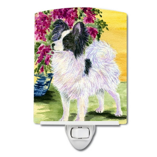Caroline'S Treasures Ss8477Cnl Papillon Luz Nocturna De Cerámica Compacta Con Certificación Ul, Ideal Para Dormitorio, Baño, Guardería, Pasillo, Cocina, 6 X 4 X 3, Multicolor