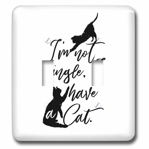 3dRose, Two cats playing hand-lettered style words, Im not single, I have cats, double toggle switch