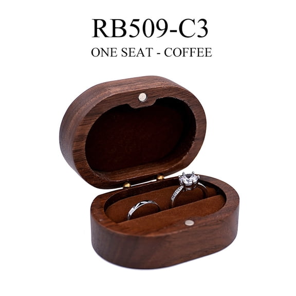 Wedding Ring Box for Ceremony, Engagement Ring Holder Box for Proposal, Vintage Wooden Ring Bearer Box Jewelry Storage Case for Wedding Day, Engagement Gift(1 Slots Brown)