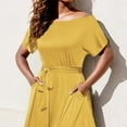 thumbnail image 4 of gbyLJF Plus Size Casual Dress Dropped Waist Dress Elegant Floral Dress for Women Mesh Dress Yellow L, 4 of 4